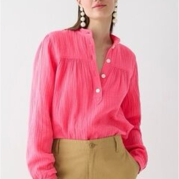 J. Crew Tops - J. Crew Fresco Gauze Pink Blouse, Size S